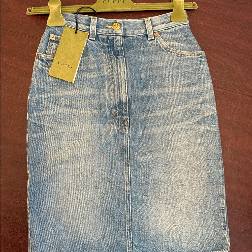 Gucci Light Blue Denim Skirt